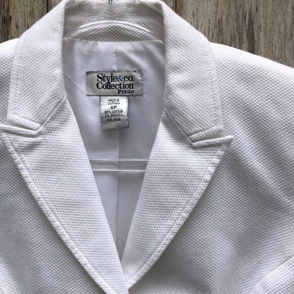 Style & Co Vintage White 90s Suit Blazer Jacket Size 6P - Picture 3 of 6